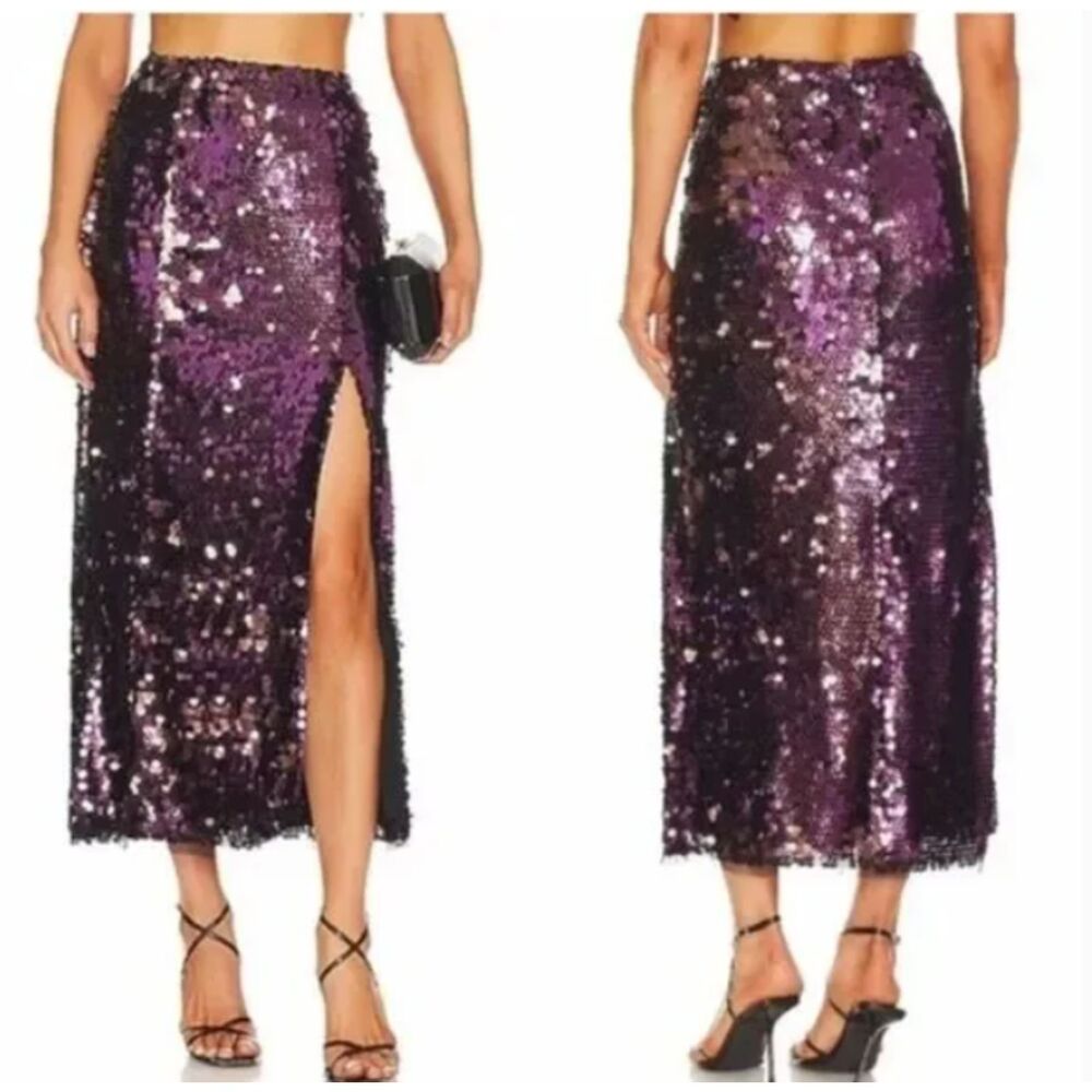 Free People Bright Start Sequin Midi Skirt Purple Size 2